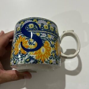 NWOT Anthropologie Blockprinted Monogram Mug Initial S